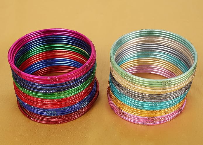 Touchstone indian bangles bracelets for women colorful churiyan set return gifts jewelry chudiya bulk pack bollywood metal bangle sets 12 textured vintage colors. Set of 144