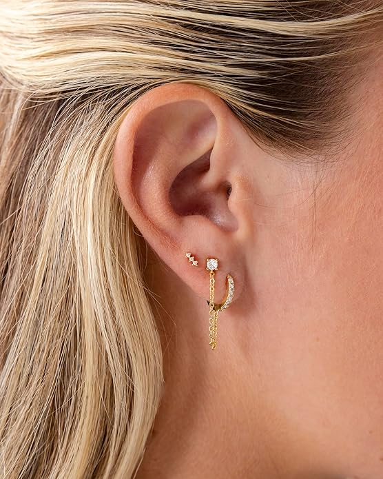 PAVOI 14K Gold Plated 925 Sterling Silver Posts Mini Stud Flat Back Earrings for Women | Helix Cartilage Piercing Jewelry | Dainty Pearl Star Cluster Cubic Zirconia Lotus Climber Screw Backs