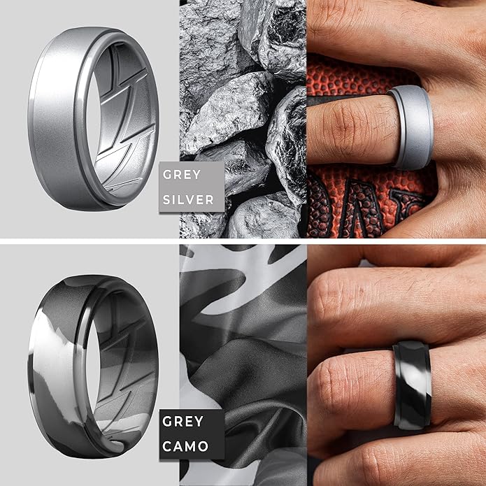 ThunderFit Men's Silicone Rings 10mm Wide 2.5mm Thick Rubber Bands, Breathable, Variety Multipack 1-10