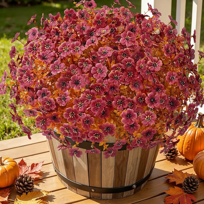 Alupssuc 24 Bundles Artificial Fall Flowers, UV Resistant Faux Mums Porch | by Alupssuc