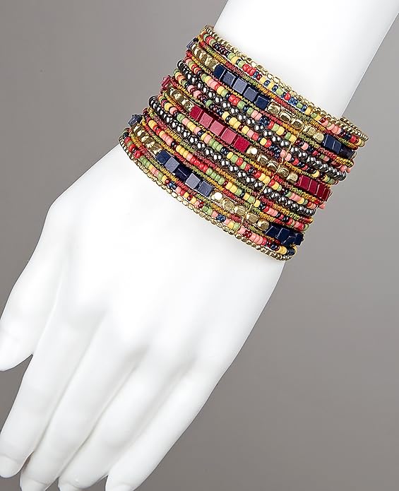 SPUNKYsoul Cuff Bracelets for Women Collection - Adjustable, Stylish Boho Inspired Beaded Bracelets, Trendy Stackable Beads, Ideal for Everyday Wear & Special Occasions