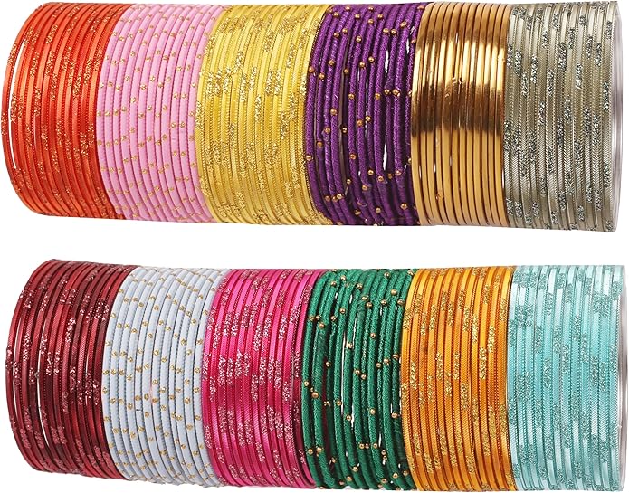Touchstone indian bangles bracelets for women colorful churiyan set return gifts jewelry chudiya bulk pack bollywood metal bangle sets 12 textured vintage colors. Set of 144