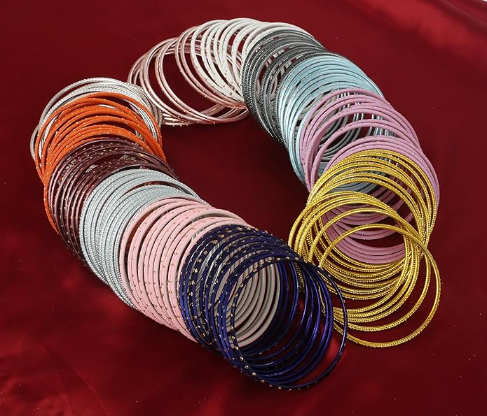 Touchstone indian bangles bracelets for women colorful churiyan set return gifts jewelry chudiya bulk pack bollywood metal bangle sets 12 textured vintage colors. Set of 144