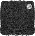 120 PCS Mardi Gras Accessories, 33 IN Beaded Necklace, Mardi Gras Beads, Black Bead Necklace, Throw Beads Bulk for Party Parade Event Festival Christmas Pirate Favors Supplies Decorations