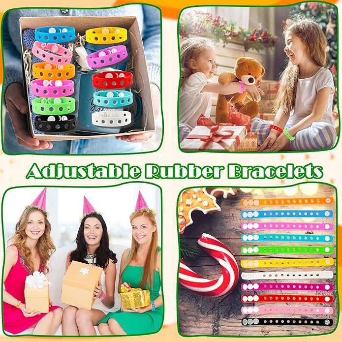 66 Pcs Silicone Charm Bracelets Adjustable Cute Kids Rubber Bracelets Bulk Colorful Wristbands with Holes for Shoe Birthday Party Gifts Identify, 11 Colors