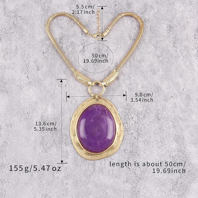 GelConnie Leather Necklace for Women Large Pendant Long Brown Necklace Circle Leather Choker Vintage Sweater Necklace Gold Chunky Boho Necklaces for Women