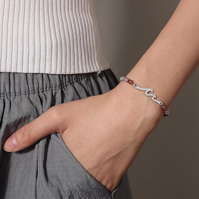 TONY & SANDY Friend Gifts for Women, Unique Valentine's Day Gifts for Her, Sister Gifts from Sister, Wave Bracelet, Christmas Birthday Gifts for Women, Bestie Friendship Bracelets