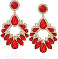 Fashion Rhinestone Statement Drop Dangle Earrings Large Colorful Crystal Chandelier Earrings for Women Bridal Wedding Party Prom