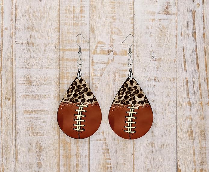 Teardrop Wood Earrings Light Weight Printed Image Dangle Jewelry, Fun and Funky