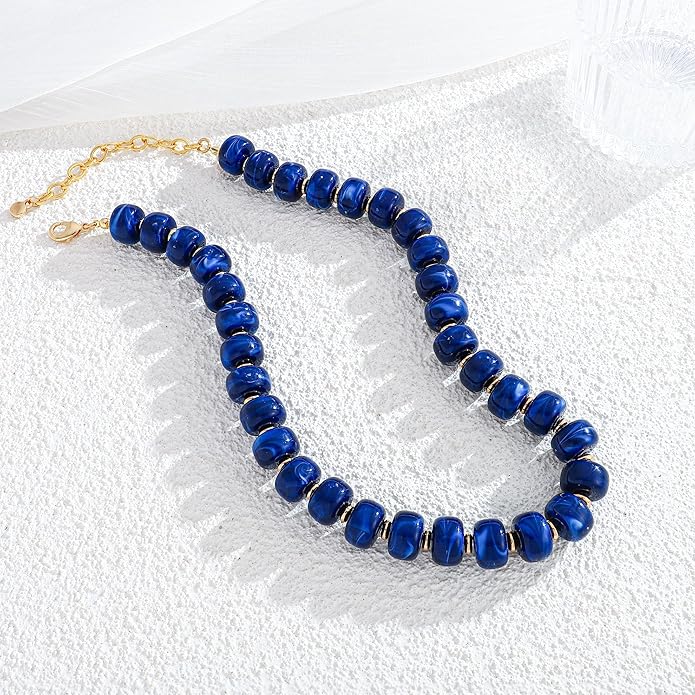 LILIE&WHITE Resin Chunky Beaded Necklace for Women Minimalistic Modern Statement Necklace Jewelry Accessories