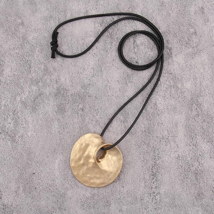 Women's Leather Long Necklace Bohemian Style Circle Retro Pendant Necklace Women's Jewelry