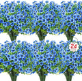 24 Pcs Artificial Flowers for Outdoors Decorations, UV resistant, faux plastic by OuddyDecor