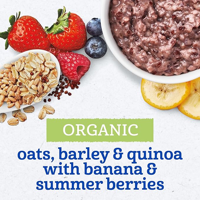 Gerber Stage 3 Baby Food, Organic Morning Bowl, Oats Barley & Quinoa, Baby Oatmeal, 8PK