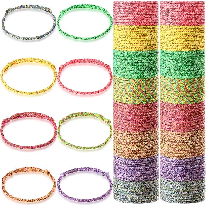 Remerry 168 Pcs Friendship Bracelets Adjustable Woven Rope Bracelets Bulk Valentine's Day Birthday Party Favors & Goodie Bag Stuffers, 8 Assorted Colors(Vivid Colors)