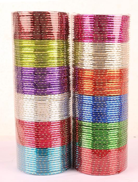 Touchstone indian bangles bracelets for women colorful churiyan set return gifts jewelry chudiya bulk pack bollywood metal bangle sets 12 textured vintage colors. Set of 144