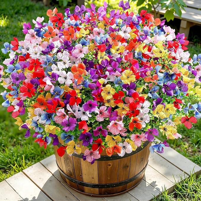 SHareconn 40 Bundles Artificial Flowers UV Resistant Outdoor Decor | Realistic - Image 6