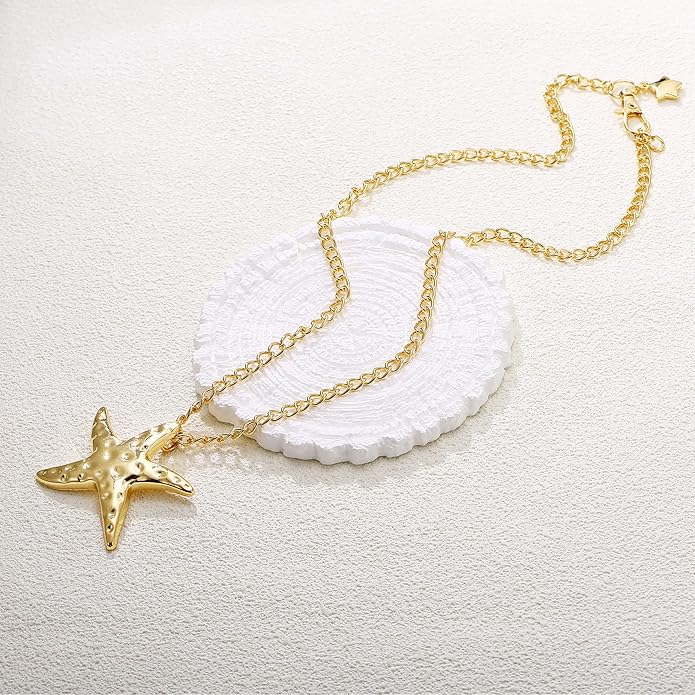 Gold Starfish Necklace for Women Dainty Starfish Pendant Necklace Summer Beach Ocean Jewelry