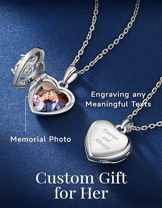 MomentWish Heart Necklace for Women Moissanite, Simulated Diamond, 925 Sterling Silver