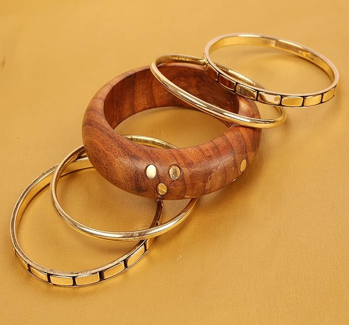Touchstone wood bracelets for women bangle wooden jewelry handmade artisan bangles natural handcrafted brown olive stylish chunky boho bohemian bracelet brass metal inlaid woods stackable