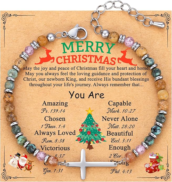 TONY & SANDY Christian Cross Bracelet for Women, Valentine's Day Gifts for Her, Confirmation Baptism Easter Gifts, Unique Gift for Friends Daughter Mom Sister in Christ Birthday Christmas