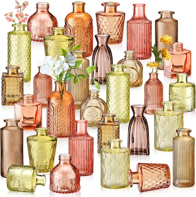 Yaomiao 30 Pcs Glass Bud Vases Centerpieces, Mini Colored Flower Vase by Yaomiao
