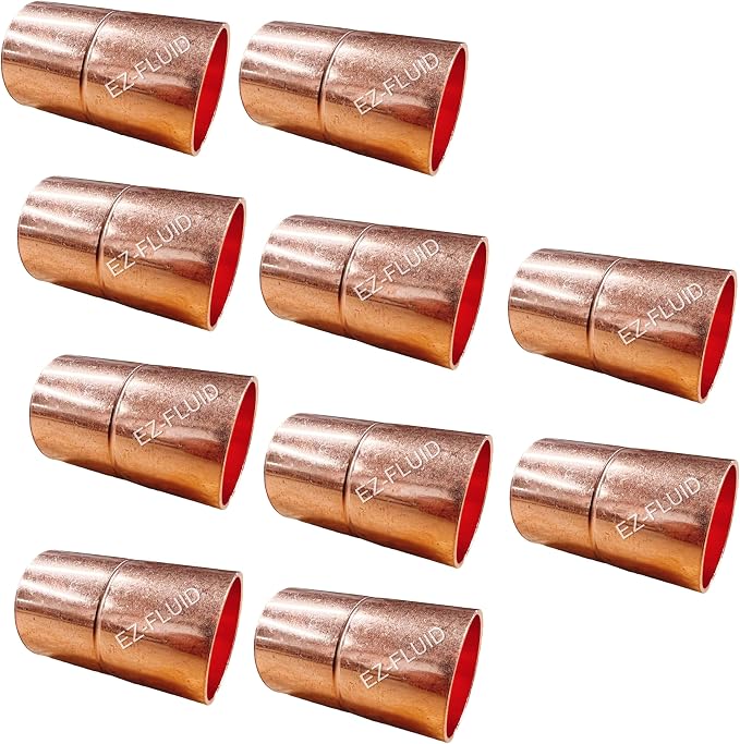 EZ-FLUID Plumbing 3/4-Inch C X C LF Copper Couplings Pressure Copper Fitting - Image 2