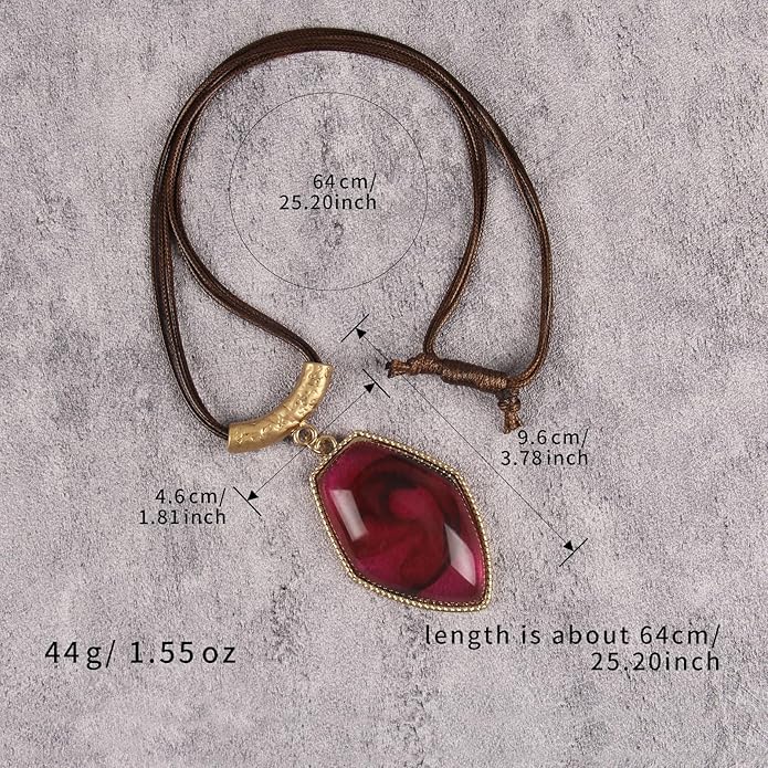 Women's Leather Long Necklace Bohemian Style Circle Retro Pendant Necklace Women's Jewelry