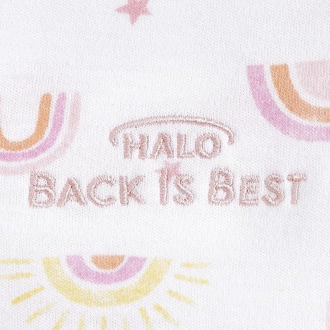 HALO 100% Cotton Sleepsack Swaddle, 3-Way Adjustable Wearable Blanket, TOG 1.5, Sunshine Rainbows, Small, 3-6 Months