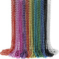 YAXINRUI 72 PCS Mardi Gras Beads Necklaces, 33 Inch 12 Colors Party Bead Necklace for Mardi Gras, Christmas, St. Patrick's Day, Throw Beaded Party Favors in 12 Shiny Metallic Colors
