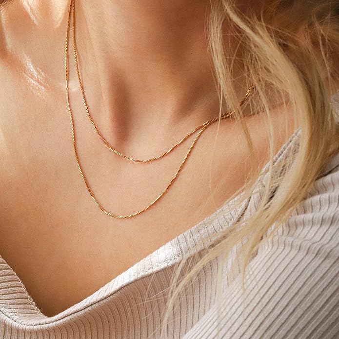 CHESKY Layered Necklaces for Women, 14K Gold Plated Chain Necklace Women Trendy Cuban Link Paperclip Chain Toggle Clasp Necklace Fashion Chunky Jewelry for Women