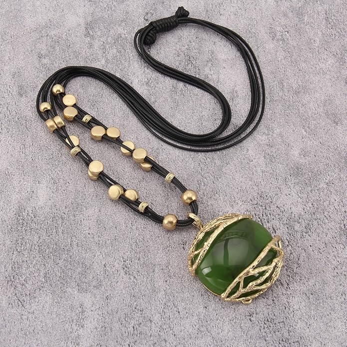 GelConnie Leather Necklace for Women Large Pendant Long Brown Necklace Circle Leather Choker Vintage Sweater Necklace Gold Chunky Boho Necklaces for Women