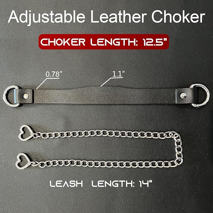 Black Choker Necklaces for Women, 100% Genuine Leather Fur,Collar for Man and Woman, Premium Goth Punk Accessory