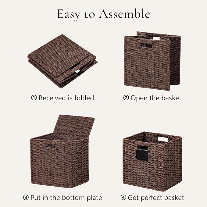 UBBCARE 4 Pack Wicker Basket, 12×12 Storage Cubes - Image 7