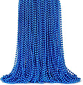 ZYFLSQ 100 Pcs 33" 7mm Metallic Blue Beads Necklaces, Bulk Mardi Gras Beaded Necklaces, Party Beads Costume Necklaces (Blue)