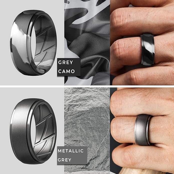 ThunderFit Men's Silicone Rings 10mm Wide 2.5mm Thick Rubber Bands, Breathable, Variety Multipack 1-10