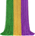 ZYFLSQ 100PCS Mardi Gras Beads, 33" 7mm Mardi Gras Beads Bulk, Metallic Mardi Gras Beads Necklaces, Mardi Gras Parade Throws Costume Accessories, Carnival Party Favors Decorations (Purple Green Gold)