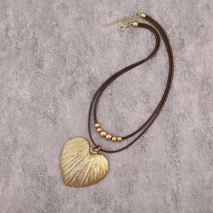 Boho Necklaces for Women Chunky Circle Necklace Layered Boho Circle Leather Choker Necklace Long Vintage Necklaces Bohemian Jewlery Gifts