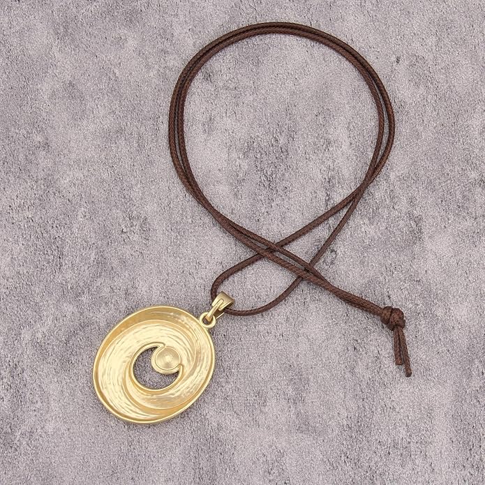 Women's Leather Long Necklace Bohemian Style Circle Retro Pendant Necklace Women's Jewelry