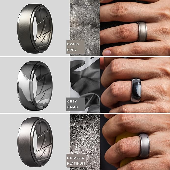 ThunderFit Men's Silicone Rings 10mm Wide 2.5mm Thick Rubber Bands, Breathable, Variety Multipack 1-10