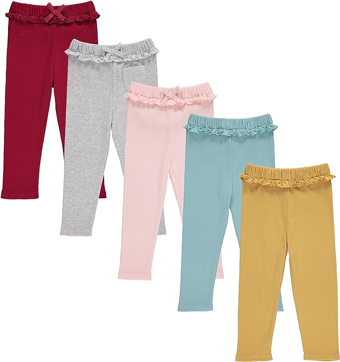Cudlie 5-Pack Baby/Toddler Girls Joggers - Lounge Pants, Active Sweatpants Sweats - Fashion Joggers for Girls