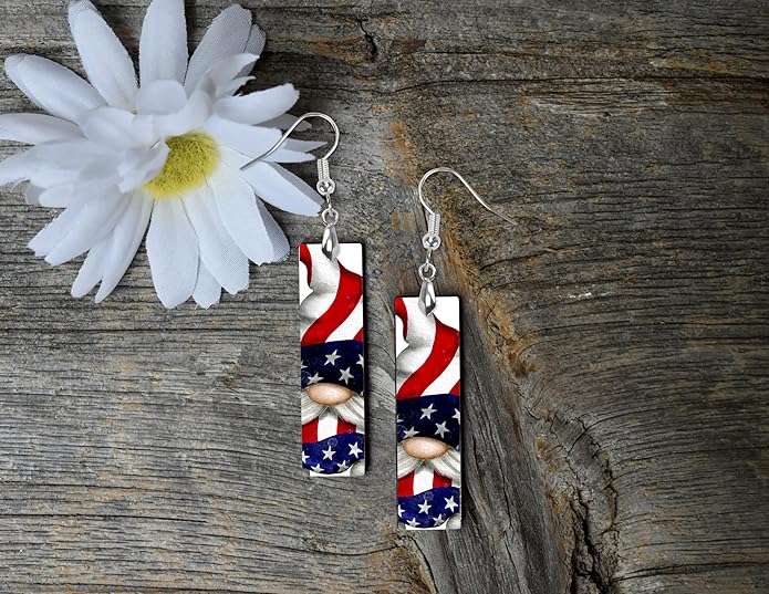 Earrings Handmade Bar Wood Earrings Light Weight Printed Image Dangle Earring Jewelry