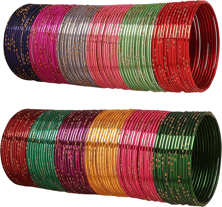 Touchstone indian bangles bracelets for women colorful churiyan set return gifts jewelry chudiya bulk pack bollywood metal bangle sets 12 textured vintage colors. Set of 144