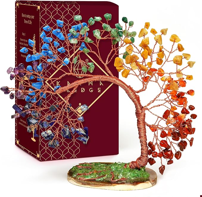 7 Chakra Tree of Life for Home, Wall Decor to Bring Money & Good Luck, Handmade by KARMAPLEDGE