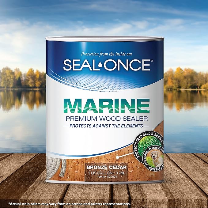 Seal-Once Marine Waterproof Wood Sealer and Stain, Bronze Cedar, 1 Gallon | - Image 7