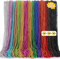 Ecally 600 Pcs Mardi Gras Beads Necklaces Bulk 15 Metallic Colors 33 5mm Party Necklaces Colorful Carnival Parade Beads for Party Favors Costume Accessories Festival Decorations for Men Women