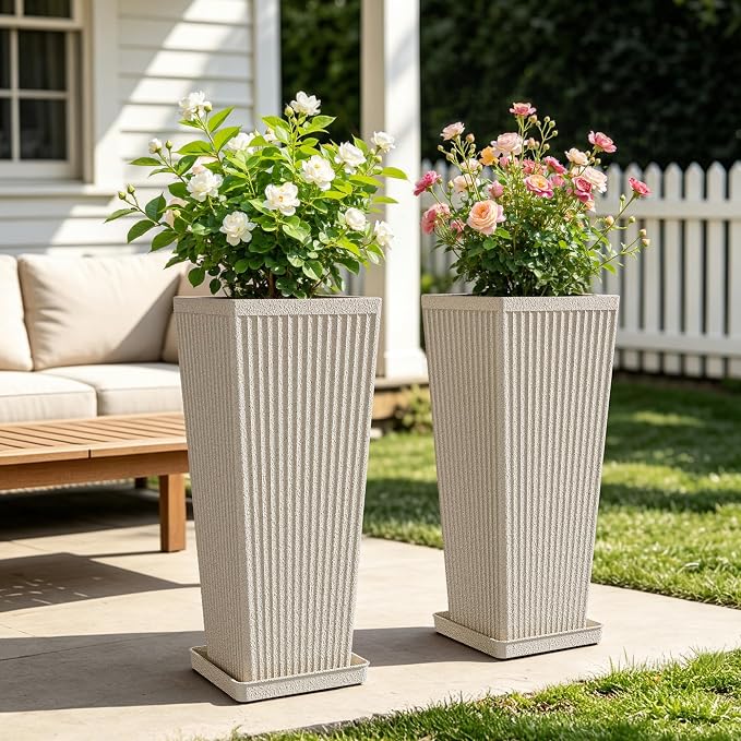 24" Tapered Tall Planters for Outdoor Plants - Image 8
