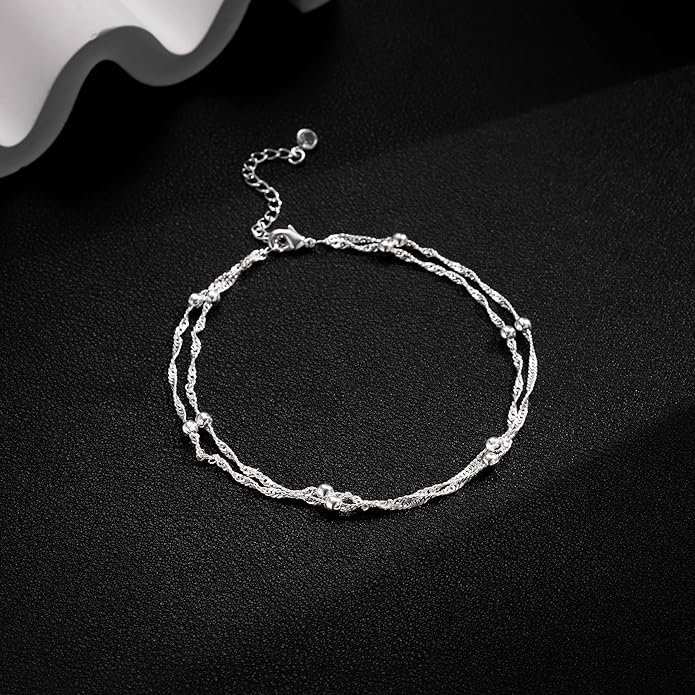 DEARMAY Dainty 14K Gold Plated Ankle Bracelets for Women, Waterproof 14K Gold Plated Link Chain Anklets Non Tarnish Set Pack Summer Beach Jewelry Gift