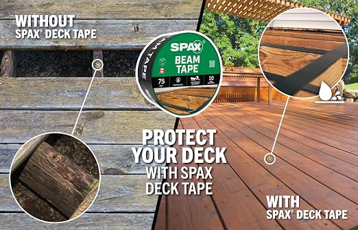 SPAX 3-1/4" x 75' Deck & Flashing Tape Waterproof Beam & Ledger Board Tape - Image 2