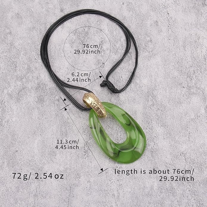 GelConnie Leather Necklace for Women Large Pendant Long Brown Necklace Circle Leather Choker Vintage Sweater Necklace Gold Chunky Boho Necklaces for Women