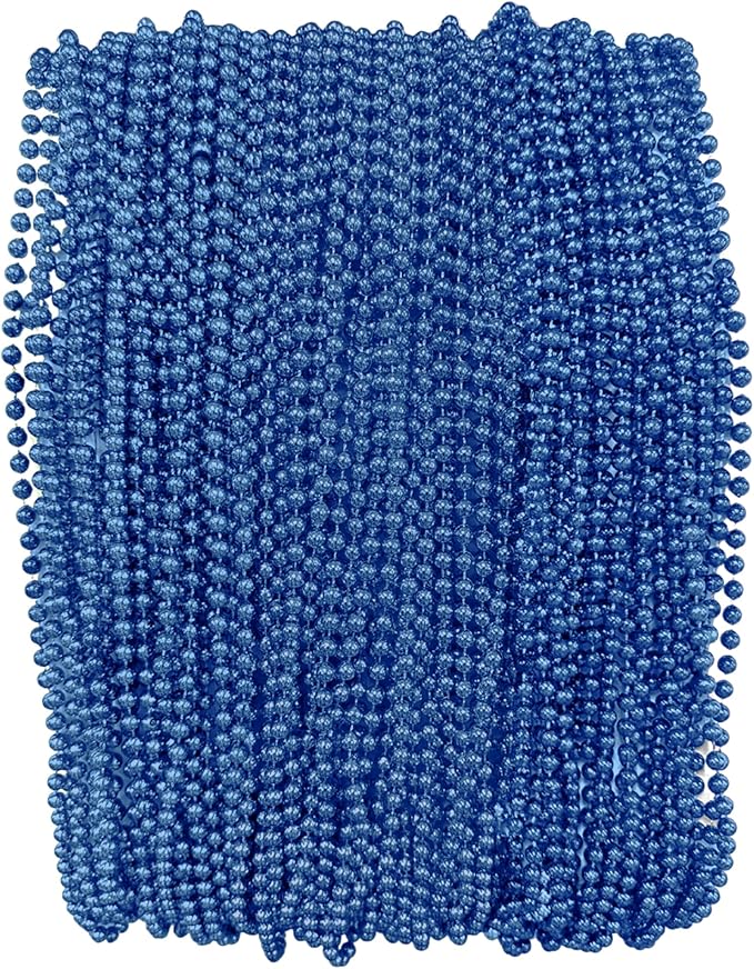 THE MARDI GRAS KREWE - Beads Necklaces Mardi Gras 72 Pack, 6 Dozen 33" 7mm - Party Favors, Parades, Bulk Decorations, Costumes, Festivals, Events - Royal Blue